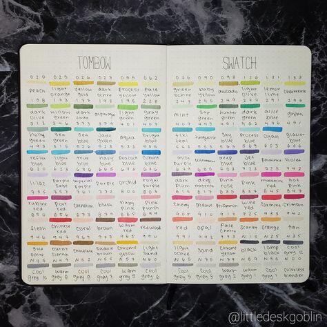 Tombow Brush Pen Swatches, Pen Swatches Bullet Journal, Tombow Dual Brush Pen Swatches, Pen Swatches, Highlighter Swatches, Tombow Brush Pen, Planner Quotes, Swatch Book, Tombow Markers