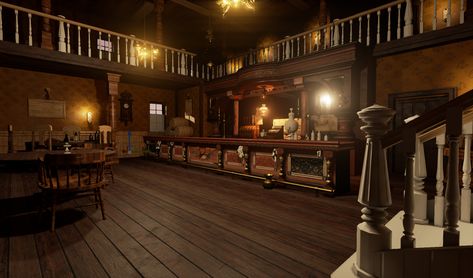 Old Saloon Aesthetic, Old West Saloon, Western Bar, Western Saloon, West Home, Red Dead, Red Dead Redemption, Unreal Engine, Balcony Decor