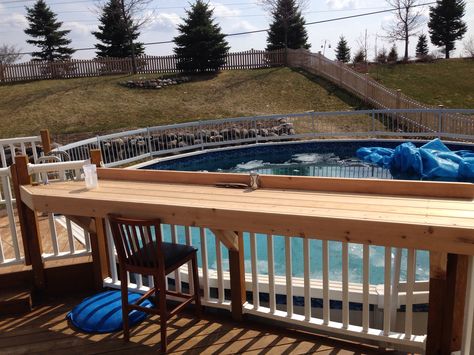 pictures of bars built on the deck | Built in bar on existing deck | house ideas | Pinterest Deck Bars, Built In Deck Bar, Deck Railing With Bar Top, Bar Ledge On Deck, Bar Top Deck Railing, Deck With Bar Counter, Deck Bar Ideas, Deck Railing Bar Top, Deck With Built In Bar Counter