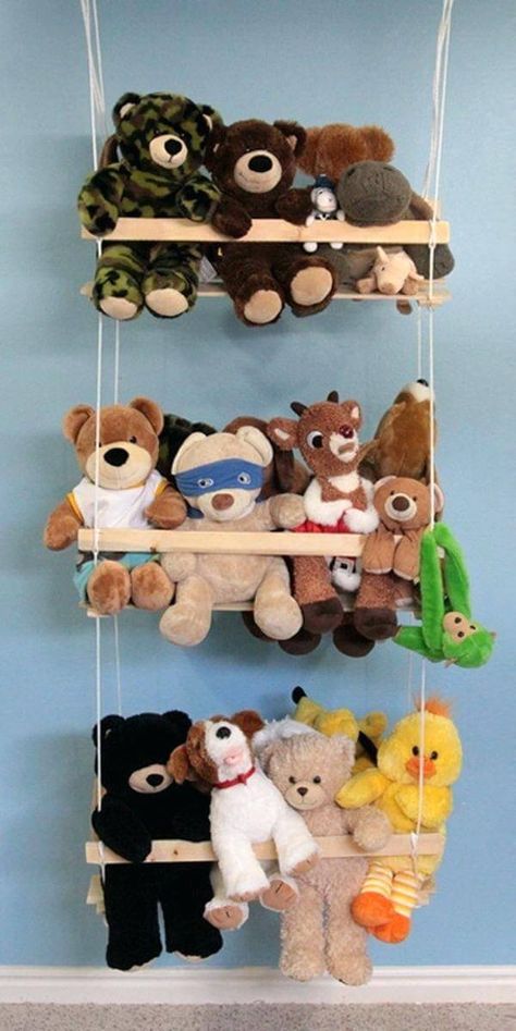 Kids Bedroom Diy, Stuffed Animal Net, Toddler Bedroom Decor, Soft Toy Storage, Diy Toy Storage, Diy Rangement, Cool Kids Bedrooms, Monkey Stuffed Animal, Simple Toys