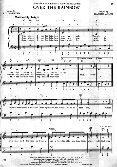 From one of the very first movies I ever saw as a child, The Wizard of Oz. Keyboard Noten, Popular Piano Sheet Music, Akordy Gitarowe, Trumpet Sheet Music, Trumpet Music, Clarinet Music, Clarinet Sheet Music, Saxophone Sheet Music, Not Musik