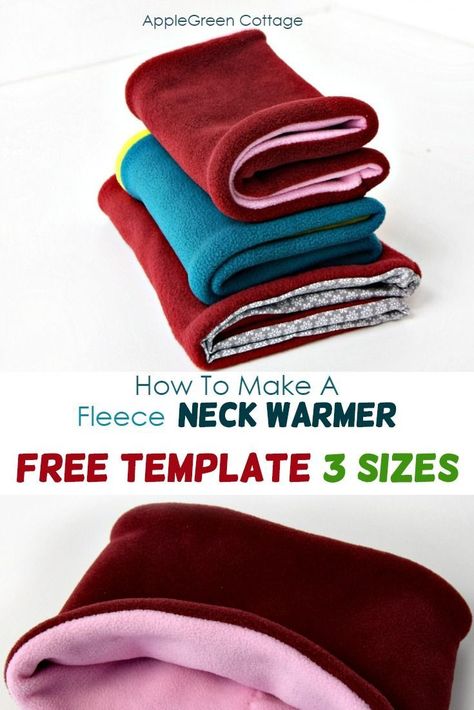 How To Make Fleece Neck Warmers, How To Make A Fleece Neck Warmer, Diy Neck Warmer Pattern, Snood Pattern Sewing, How To Make A Snood, Sew Neck Warmer, Dog Snood Pattern Sewing, Fleece Ear Warmer Pattern Free, Neck Warmers Pattern Sewing