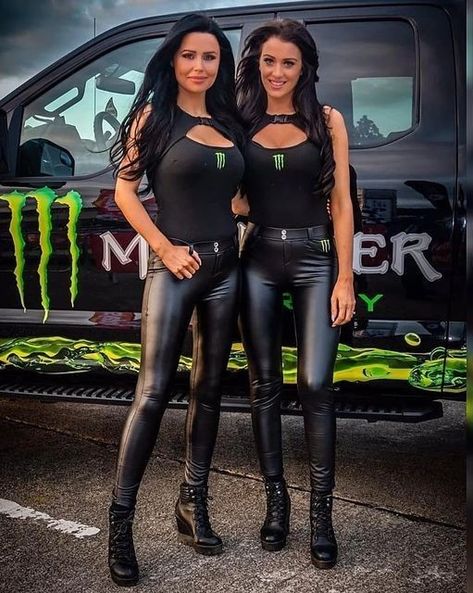 (3) Freddy Pants black, red & white on Tumblr Monster Logo, Monster Energy Girls, Freddy Pants, Promo Girls, Paddock Girls, Umbrella Girl, Leather Outfits, Women In Black, Leather Pants Women