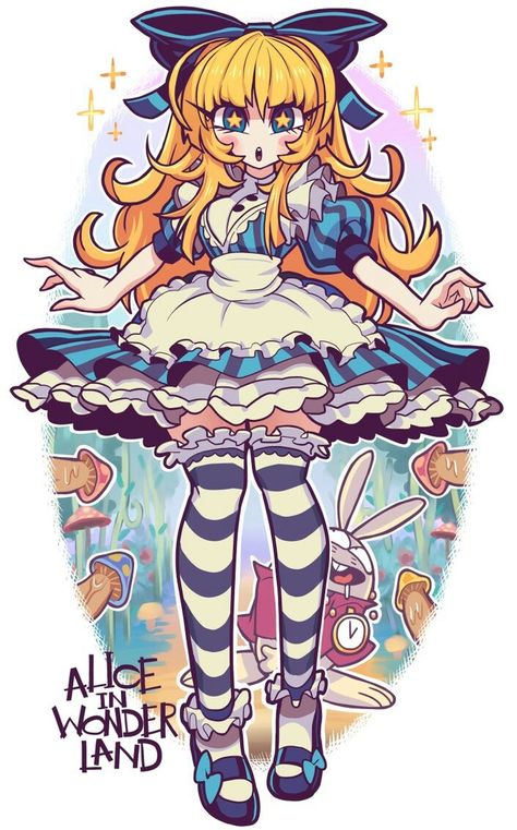 Alice White Rabbit Human Fanart, Kawaii People Drawings, Kawaii Art Styles, Gashi Gashi, Digital Art Cartoon, Alice In Wonderland Illustration, Alice In Wonderland Drawings, صفحات التلوين, 인물 드로잉