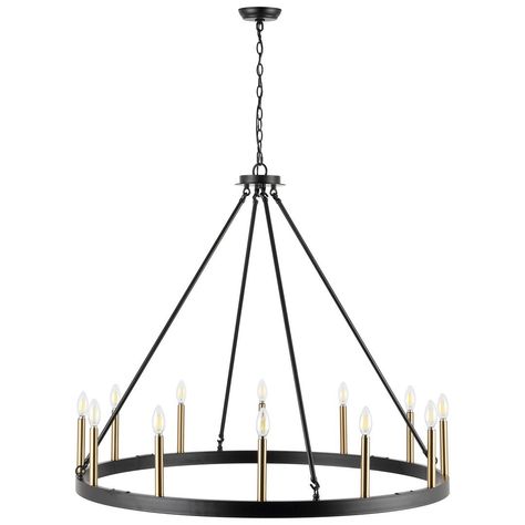 Add a timeless and sophisticated centerpiece to your home with our Taelor Chandelier. The airy and refined silhouette of the chandelier is elevated with classic notes. A large ring gracefully holds the clean-lined candelabra bulbs to lend an antique air to our ceiling light. Combining a stunningly contrasting black and gold finish, the chandelier adds a perfect touch of glam and grace to your home. It radiates a warm and inviting glow to make a stunning statement in your entryway, dining room, o Crate And Barrel Style, Glam Chandelier, Cane Dining Chair, Wagon Wheel Chandelier, Wagon Wheel, Candelabra Bulbs, Black Chandelier, Black White Gold, Large Ring