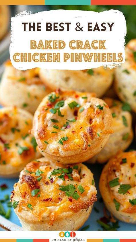 These Baked Crack Chicken Pinwheels are packed with creamy cheese, savory chicken, and crispy bacon all wrapped in flaky crescent rolls. Perfect for parties or family snacks! Try this easy and delicious recipe now. Pin it for later! Chicken Cranberry Pecan Pinwheels, Creamy Chicken Cranberry Pecan Pinwheels, Party Appetizers Pinwheels, Crescent Roll Recipes Appetizers Chicken, Easy Appetizers Crescent Rolls, Chicken Taco Pinwheels Tortilla Rolls, Pinwheel Appetizers Baked Crescent Rolls, Chicken Bacon Ranch Pinwheels Roll Ups, Chicken Pinwheels Baked