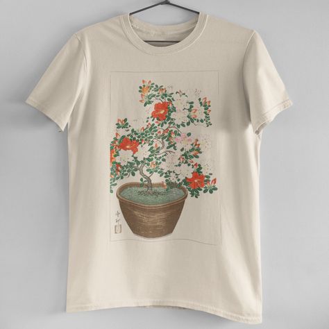 Vintage Potted Blooming Azalea Tee Brand New! Our In House T-Shirts Are High Quality And Printed On Demand. This Tee Features Light Natural Tan Color, Vintage Print Of Blooming Azalea In Brown Pot, Lovely Orange Toned Flowers, Relaxed Unisex Fit, And 100% Cotton. Size S-Xl Available (Model Is Wearing A Size M) Painting Shirts, Cycling Tops, Bell Sleeve Shirt, Half Sleeve Shirts, Vintage Princess, Clothes Aesthetic, Thrift Finds, Tommy Hilfiger Shirts, Color Vintage