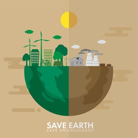 Half earth of green or eco and pollution... | Premium Vector #Freepik #vector #background #poster #tree #building Earth Split In Half, Half Earth, Save Earth Save Life, Earth Pollution, Pollution Poster, Air Pollution Poster, Planet Earth From Space, Globe Drawing, Polluted Air