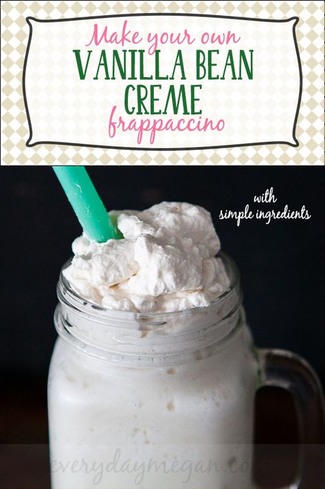 Vanilla Bean Cream Frappachino, Homemade Vanilla Bean Frappachino, Vanilla Bean Creme Frappuccino Recipe, Vanilla Bean Coolatta, Vanilla Bean Frappachino Recipe, Vanilla Bean Frappachino, Frappachino Recipe, Vanilla Bean Frappuccino Recipe, Torani Syrup Recipes