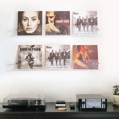 Acrylic wall rack to collect Vinyls well😎also a home decor Wall Mounted Vinyl Record Storage, Record Shelf Wall, Acrylic Wall Shelf, Vinyl Record Shelf, Records Wall, Record Shelf, Vinyl Record Storage, Record Holder, Vinyl Storage