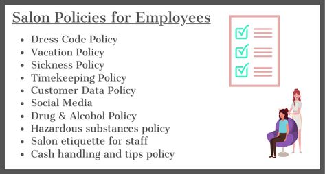 Complete Guide to Salon Policies | zolmi.com Salon Policies, Dress Code Policy, Salon Software, Salon Business, Sign Off, Break Room, Media Strategy, Social Media Strategies, Health And Safety