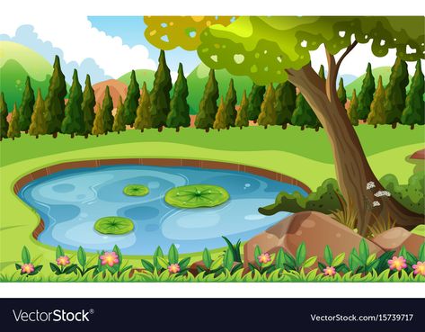 Field Illustration, Pond Painting, Small Ponds, Book Style, Word Pictures, Simple Backgrounds, Animal Paintings, Galaxy Wallpaper, The Field