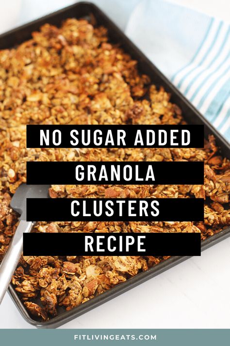 Try this easy-to-make, no sugar added healthy granola recipe. It's perfect to sprinkle over yogurt for breakfast or to snack on in the afternoon. Video and recipe info: https://www.fitlivingeats.com/no-sugar-added-granola-clusters/ No Sugar Added Granola Recipe, Sugarfree Granola Recipe, Low Point Granola, Granola Recipe Without Honey, Low Sodium Granola Recipe, No Sugar Added Snacks, Homade Granola Recipe, Golo Granola Recipe, Ww Granola Recipe