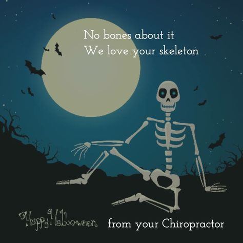 Chiropractic Halloween Humor, Chiropractic Quotes For Fall, Funny Chiropractic Quotes Humor, Chiropractor Halloween, Chiropractic Jokes, Halloween Chiropractic, Chiropractic Halloween, Acupuncture Quotes, Chiropractic Facts