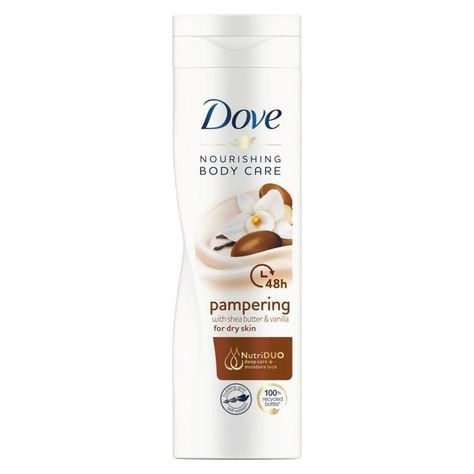 Dove Vanilla Lotion, Dove Shea Butter Lotion, Dove Nourishing Body Care, Dove Lotion Cream, Dove Vanilla Body Lotion, Dove Moisturizer Cream, Dove Skin Care, Dove Pampering, Dove Body Lotion