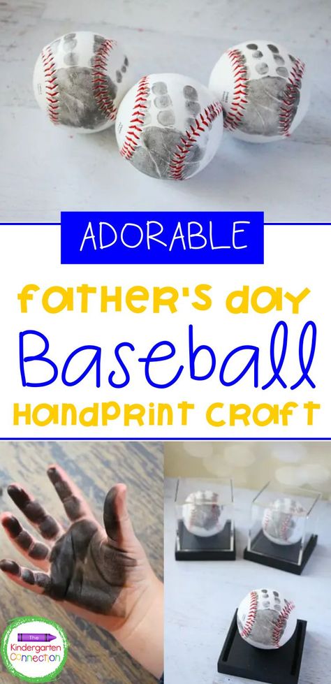 Father Day Gifts From Kids Preschool, Father’s Day Crafts For Kids Keepsake, Fathers Day Keepsake Gifts, Sports Fathers Day Gifts From Kids, Crafts With Old Baseballs, Fathers Day Crafts From Toddlers, Fathers Day Gifts From Students, Prek Fathers Day Gift, Baseball Footprint Craft