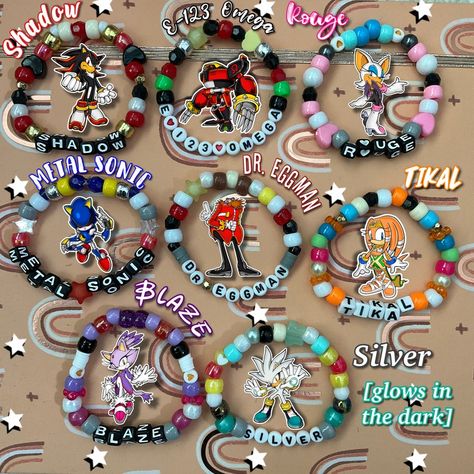 Sonic Inspired Braceletsnew Characters Added - Etsy Sonic Bracelet, Sonic Kandi, Silly Bracelets, Character Bracelets, Kandi Necklace, American Bracelet, Kandi Inspo, Diy Kandi Bracelets, Colorful Bead Bracelets