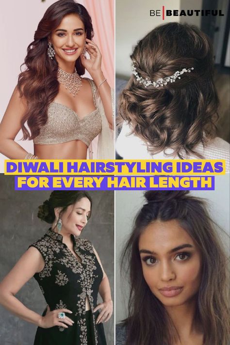 Diwali hairstyles Diwali Hairstyles, New Year Hair, Middle Hair, New Year Hairstyle, Hair Clip Flower, Long Hair Images, Short Hair Images, Morning Beauty Routine, Easy Hairdos