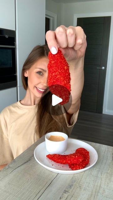 Fitwaffle | Eloise Head on Instagram: "AIR FRYER CHICKEN: Flamin’ Hot Cheetos Chicken Tenders 😍

These chicken tenders are so juicy, they’re coated in a crispy Flamin’ Hot Cheetos crust and served with the most amazing tangy sauce (that tastes like Chick-fil-a sauce 🤤)

Sound on for full instructions 🔉

All you need is:

6 Chicken breast mini fillets (about 300g)
50g Plain flour
1 tsp Salt
1/4 tsp Pepper
2 tsp Paprika
1 tsp Cayenne pepper
1 Large egg
80g Flamin hot Cheetos, crushed

For the sauce:
2 tbsp Mayo
2 tsp Ketchup
2 tsp Yellow mustard
Pinch of Salt
1/2 tsp Paprika
1/4 tsp Cayenne pepper

You can also bake these in the oven 200C fan for 15 minutes or until they’re cooked through to 75C 🥰

Enjoy!
#fitwaffle #fitwafflekitchen" Cheetos Chicken Tenders, Hot Cheeto Chicken, Homemade Flaming Hot Cheetos, Flaming Hot Cheetos Chicken, Hot Cheetos Chicken, Flamin Hot Cheetos, Cheetos Recipe, Chick Fil A Sauce, Chicken Strips