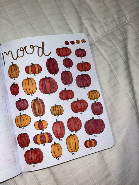 Fall Mood Tracker Bullet Journal, November Mood Tracker Bullet Journal, Pumpkin Mood Tracker, Bullet Journal Fall Theme, November Bullet Journal Mood Tracker, Pumpkin Bullet Journal, Fall Mood Tracker, Fall Journal Ideas, November Mood Tracker