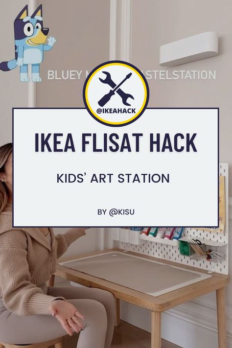 Toddler Art Table, Kids Art Station, Flisat Ikea, Ikea Flisat Table, Flisat Table, Ikea Flisat, Painting Station, Art Supplies Storage, Inspire Creativity