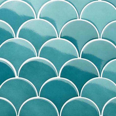 Looking to turn your backsplash or accent wall into a one-of-a-kind aquatic oasis? Look no further than the Tidewater collection, these Spanish made Fish Scale tiles are available in 7 colorways. Mix and match shades and colors to create an unparalleled space. Artmore Tile Tidewater 48-Pack Turquoise 2-in x 6-in Polished Ceramic Patterned Wall Tile | EXT3RD105987 Green Subway Tile, Fish Scale Tile, Shower Wall Tile, Patterned Wall, Polish Ceramics, Tiles For Wall, Ivy Hill Tile, Porcelain Mosaic Tile, Fish Scale