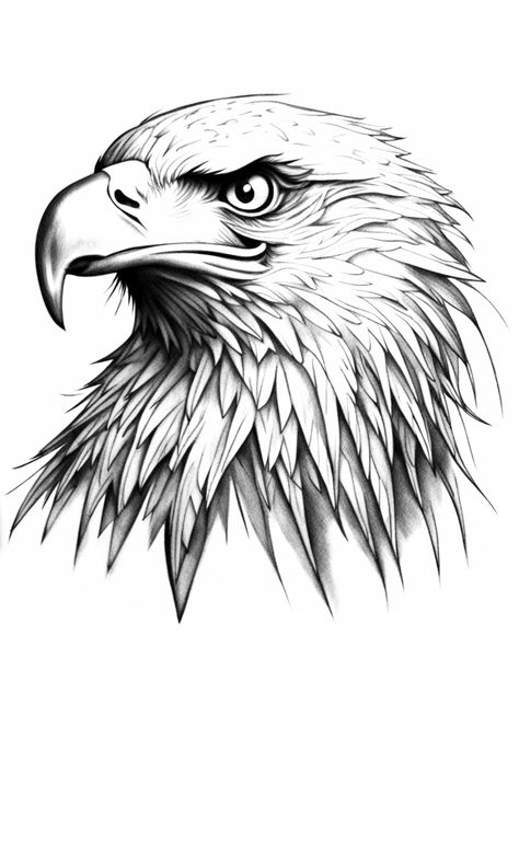 Head Drawing Front View, Eagle Head Tattoo Design, Eagle Head Drawing, Eagle Sketch, Eagle Head Tattoo, Bald Eagle Tattoos, Animal Sleeve Tattoo, Wood Burning Patterns Stencil, Medieval Tattoo