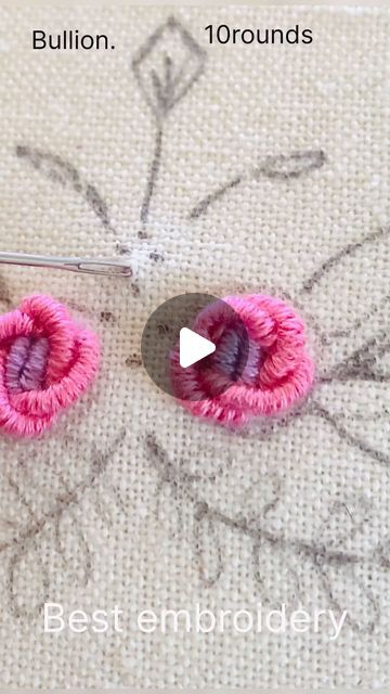 Bullion Stitch, Bullion Embroidery, Hand Embroidery Videos, Hand Embroidery Tutorial, Embroidery Tutorial, Hand Embroidery Flowers, Slow Stitching, Flower Embroidery, Embroidery Tutorials