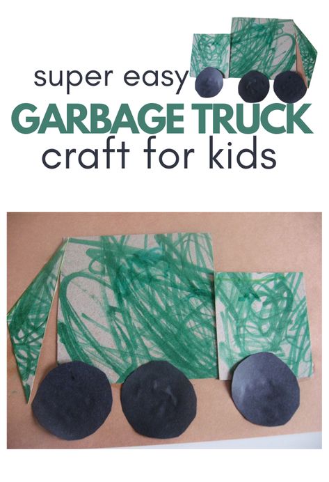 Garbage Truck Craft Garbage Truck Activities For Toddlers, Garbage Truck Craft Preschool, Trash Collector Preschool Activities, Recycling Activities For Toddlers, Garbage Truck Craft, Construction Vehicles Crafts, Infants Crafts, Prek Lessons, Community Helpers Crafts