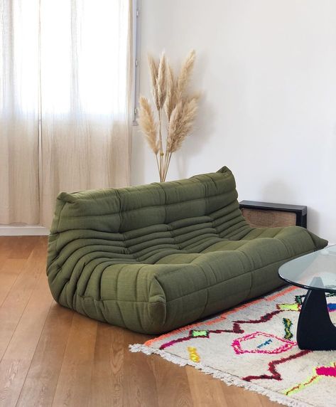 Ligne Roset on Instagram: “Hints of spring with tints of green.⁠ ⁠ The many colors of Togo are an ideal fit for any mood, season, or aesthetic. Show us how yours…” Green Togo Sofa, Togo Sofa, Lazy Sofa, Ligne Roset, Chair Sofa, Leisure Chair, Sofa Armchair, Dream House Decor, Show Us