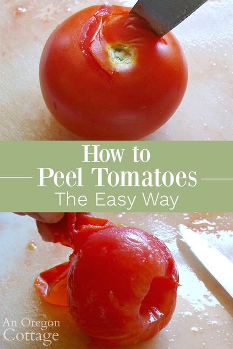 A simple way to peel tomatoes easier for canning and preserving that takes a LOT less time. Use this for your next batch of diced tomatoes and you will be wondering why you didn't earlier! #kitchentips #cooking #cookingtips #canning #preserving How To Peel A Tomato, Peeling Tomatoes For Canning, Peeling Tomatoes, Peel Tomatoes, Canning And Preserving, Preserving Recipes, Freezing Food, Polish Traditions, Storing Vegetables