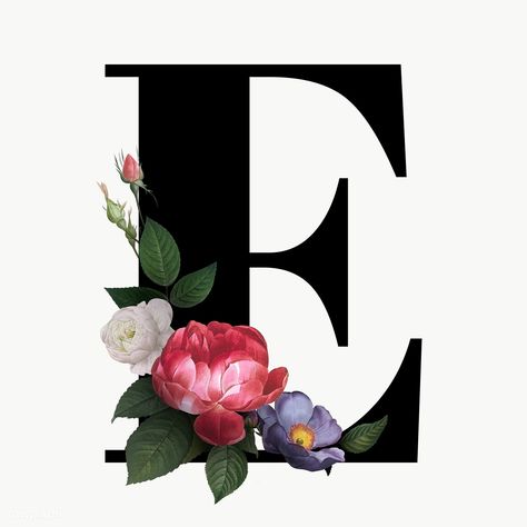 E Font Letter, E Design Letter, E Letter Design, Floral Monogram Letter, E Letter, Alphabet E, Floral Font, Alphabet Letters Design, Alphabet Font