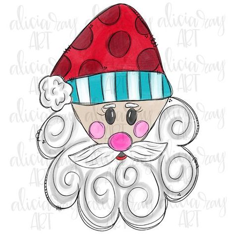 Santa Doodle, Merry Christmas Drawing, Watercolor Christmas Cards Diy, Whimsical Santa, Christmas Clip Art, Christmas Cups, Teacher Craft, Door Signs Diy, Pastel Christmas