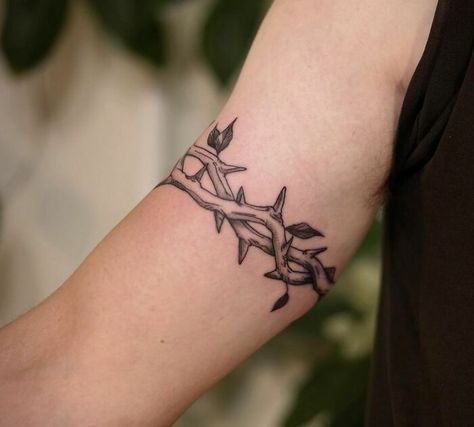 Wraparound Tattoo Barb Wire Vine Tattoo, Vines Filler Tattoo, Thorn Armband Tattoo, Tree Branch Wrap Around Tattoo, Plant Band Tattoo, Men’s Vine Tattoo, Matching Arm Band Tattoos, Rose Thorn Tattoo Vines, Thorns Tattoo Vines