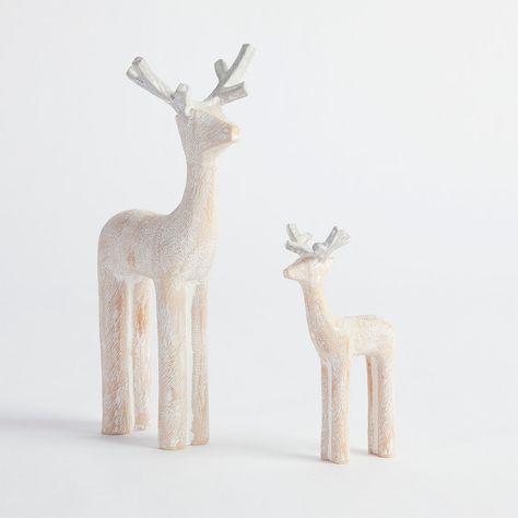 Bring timeless charm to your holiday decor with our Mini Standing Reindeer Christmas Decoration! Available in two sizes, these resin reindeer features a whitewashed finish for a rustic and cozy touch that will have you embracing the festive spirit of the season year after year. Mini Standing Reindeer Christmas Decoration  Made from resin Available in a small and large reindeer size Small - 8cm x 5.2cm W x 14cm H Large - 12.5cm L x 8.8cm W x 24.2cm H    Made in China for Pillow Talk.[INGREDIENT_I Reindeer Sculpture, Christmas Reindeer Decorations, Placemats Kids, Entertaining Gifts, Towels Kids, Table Runner And Placemats, Kids Beach Towels, Velvet Collection, Reindeer Christmas