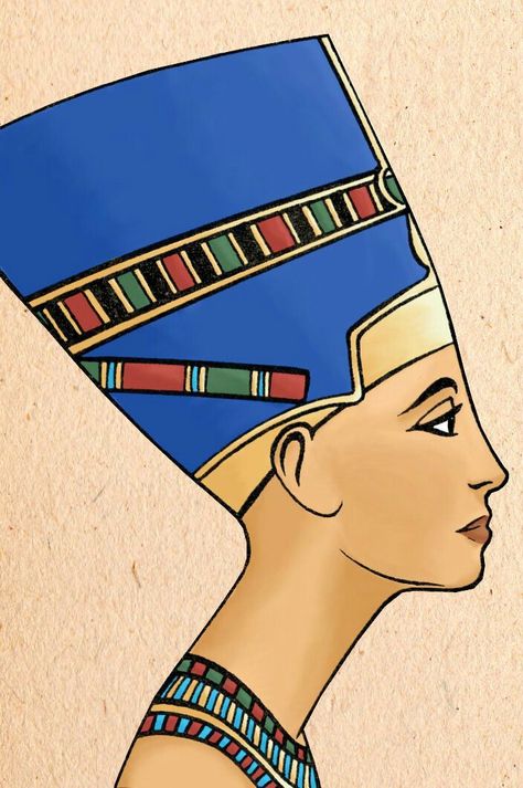 Egypt Art Drawing, Egyptian Art Drawing, Egypt Decorations, Nefertiti Art, Ancient Egypt Projects, Egyptian Drawings, Starověký Egypt, Egypt Project, Egyptian Painting