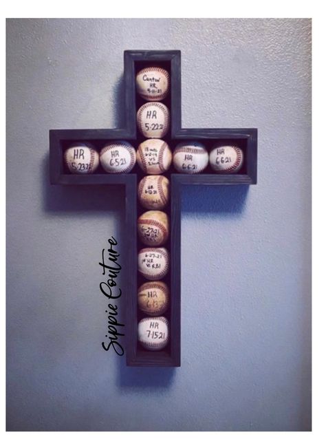 Cross Baseball Display Case - Etsy Baseball Themed Bedroom, Baseball Room Decor, Ring Display Case, Baseball Display Case, Baseball Cross, Baseball Bedroom, Baseball Display, Baseball Crafts, Sport Bedroom