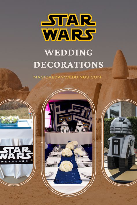 Star Wars Table Centerpiece Diy, Star Wars Wedding Centerpiece, Star Wars Quinceanera Theme, Star Wars Grooms Table, Star Wars Event Decor, Star Wars Engagement Party, Star Wars Wedding Cakes, Diy Star Wars Wedding Decorations, Star Wars Table Centerpiece