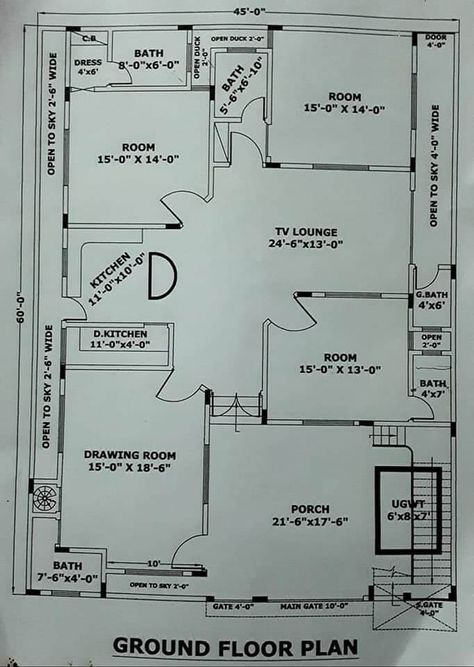 Top 50 Amazing House Plan Ideas - Engineering Discoveries 40x60 House Plans, Town House Plans, House Plan Ideas, Drawing House Plans, A House Plan, Small Modern House Plans, 2bhk House Plan, Bungalow Floor Plans, Indian House Plans