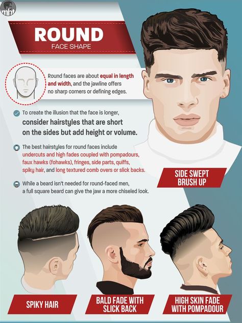 Are about equal in length and width, and the jawline offers no sharp corners or defining edges Haircuts For Round Face Shape, Round Face Men, Trendy Mens Haircuts, Bangs For Round Face, Cool Mens Haircuts, Face Shape Hairstyles, Medium Length Hair Men, Round Face Shape, Hair Guide