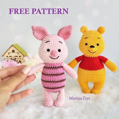 Amigurumi crochet pattern on Instagram: "Pattern and design by @marizzatoys 🌷 When publishing your works, please indicate the designer of the pattern" Winnie Poo, Disney Crochet Patterns, Cute Piglets, Crochet Pig, Crochet Disney, Crochet Panda, Crochet Gratis, Crochet Animals Free Patterns, Crochet Unicorn