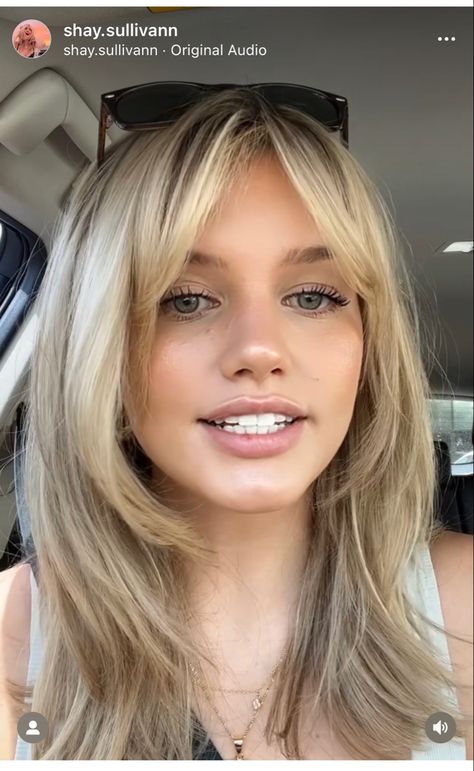 Bangs With Part In The Middle, Middle Parting Bangs, Long Bangs Center Part, Long Fringe Middle Parting, Middle Part Fringe Bangs, Middle Fringe Hairstyles, Long Parted Bangs, Bangs Middle Hair, Sydney Sweeney Hair Bangs