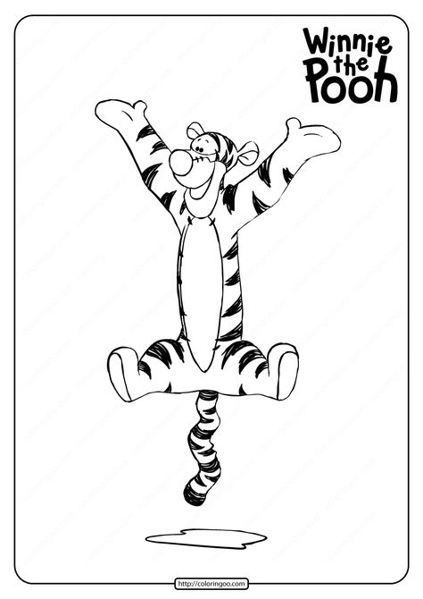 Tigger From Winnie The Pooh Tattoo, Tigger Sketch, Tigger Winnie The Pooh Tattoo, Tigger Coloring Pages, Tiger From Winnie The Pooh, Tigger Tattoo Design, Tigger Tattoo, Tiger Outline, Eeyore Tattoo