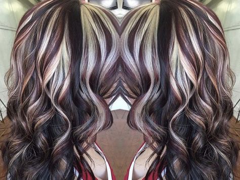 Chunky Highlights, Hair Highlights And Lowlights, Gorgeous Hair Color, Brown Hair With Blonde Highlights, Beautiful Hair Color, Pretty Hair Color, Winter Hair Color, Hair Color Highlights, Winter Hair