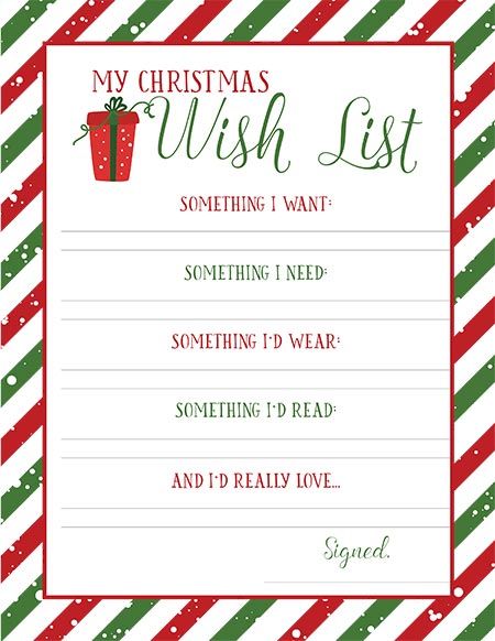 free printable Christmas wish list for kids Christmas List Something You Want Need, Christmas Wish List Under $20, Christmas List Fill Out, 5 Things Christmas List, Christmas Gift Idea List Printable, Christmas Gift Exchange Wish List, List For Santa Printable, Christmas List Craft For Kids, Christmas List For Kids Free Printable