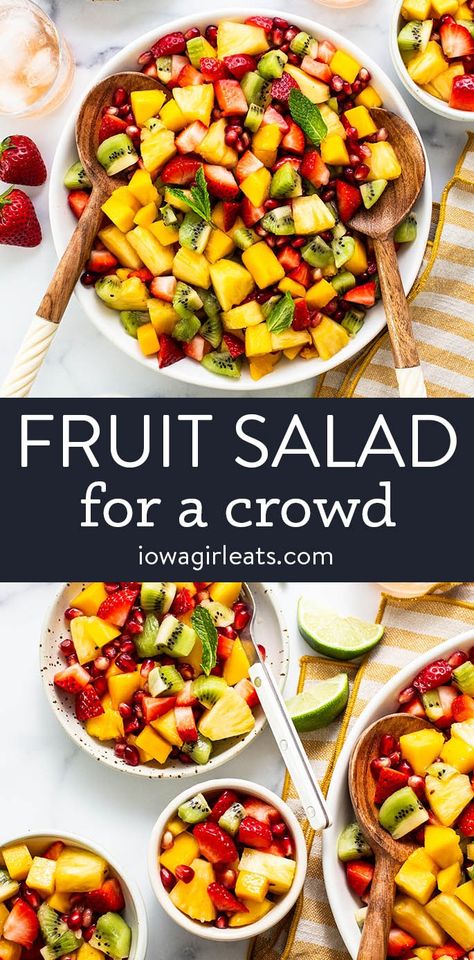 Fruit Salad Recipe for a Crowd - Great for Parties! Fruit Salad For A Crowd, Fresh Fruit Salad Recipe, Savory Potato Salad, Salad For A Crowd, Easy Fruit Salad, Recipe For A Crowd, Fruit Sweets, Tropical Fruit Salad, Healthy Fruit Salad