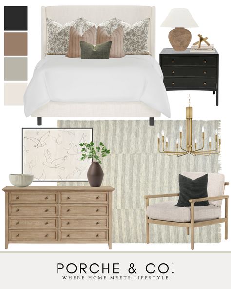 Our Tips for Selecting Cohesive Bedroom Furniture — Porche & Co. Cane Bedroom, Transitional Bedroom, Classic Bedroom, Traditional Bedroom, Design Board, Bedroom Refresh, Master Bedrooms Decor, The Bedroom, Bedroom Sets