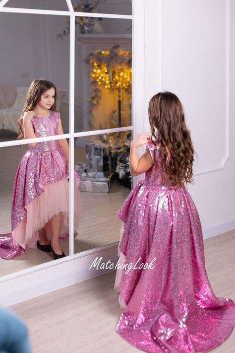 Princess 15 Birthday Party, Barbie Dress For Girls Kids, Barbie Dress For Girls, Girls Sequin Dress Kids, Pink Puffy Dress, Princess Dress Pink, Birthday Princess Dress, Girls Sequin Dress, Princess Tutu Dress