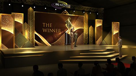 Stage Panels Set Design, Award Decoration Ideas, Oscar Stage Design, Awards Decoration Ideas, Led Stage Design Events, Stage Set Design Ideas, Award Stage Design, Stage Event Design, Event Stage Design Backdrops