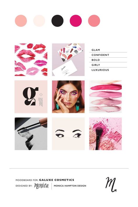 Make Up Mood Board, Makeup Artist Mood Board, Makeup Mood Board Inspiration, Makeup Artist Branding Design, Makeup Brand Identity, Mood Board Makeup, Cosmetics Moodboard, Beauty Illustration Makeup, Makeup Branding Design